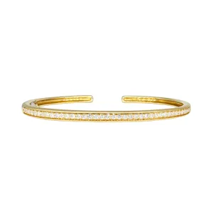 Diamond Ultra Slim Hinged Oval Cuff Bracelet