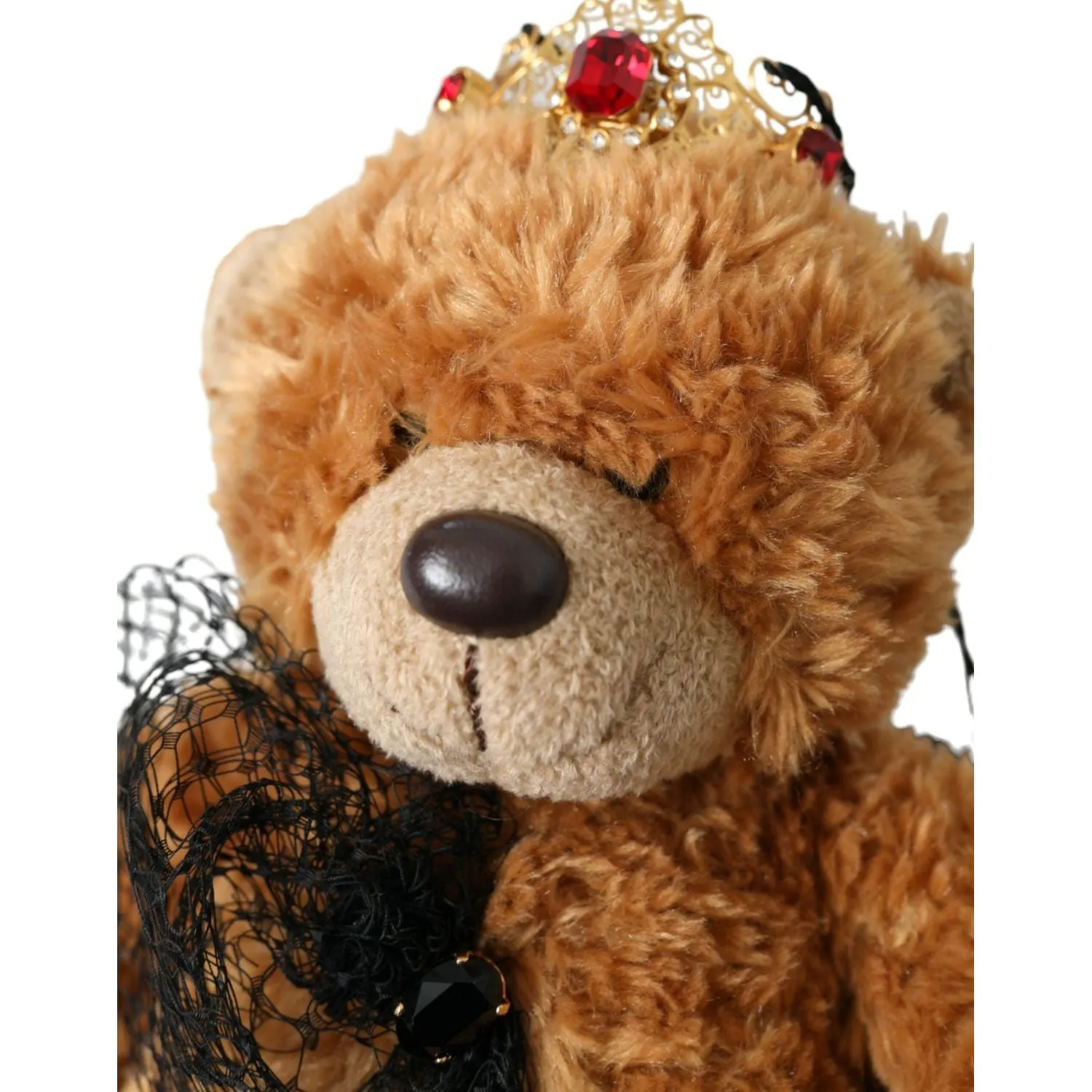 Dolce & Gabbana Brown Teddy Bear Gold Crystal Crown Hair Band Diadem