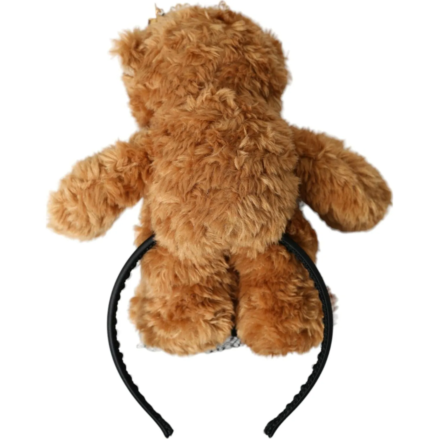 Dolce & Gabbana Brown Teddy Bear Gold Crystal Crown Hair Band Diadem