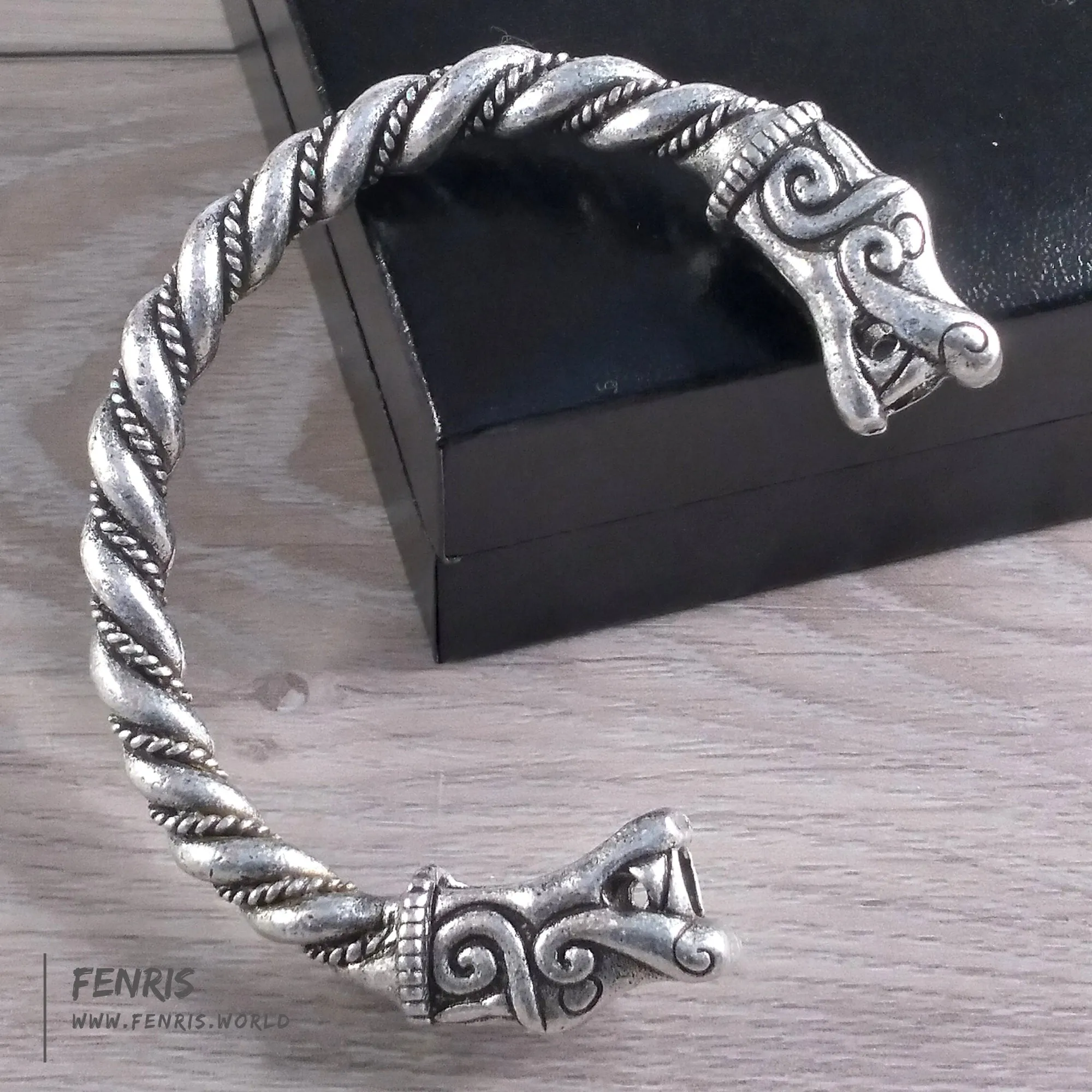 Dragon Torc Bracelet Silver Viking Celtic Mens