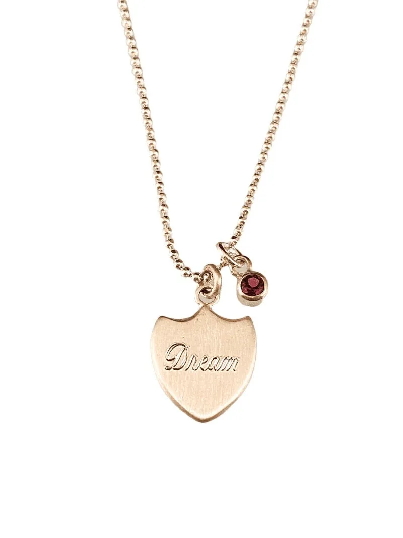 Dream Shield 2 Necklace with Rhodolite Garnet Charm