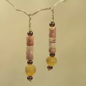 Earth's Warmth Bauxite Earrings Crafted by Hand with Recycled Beads