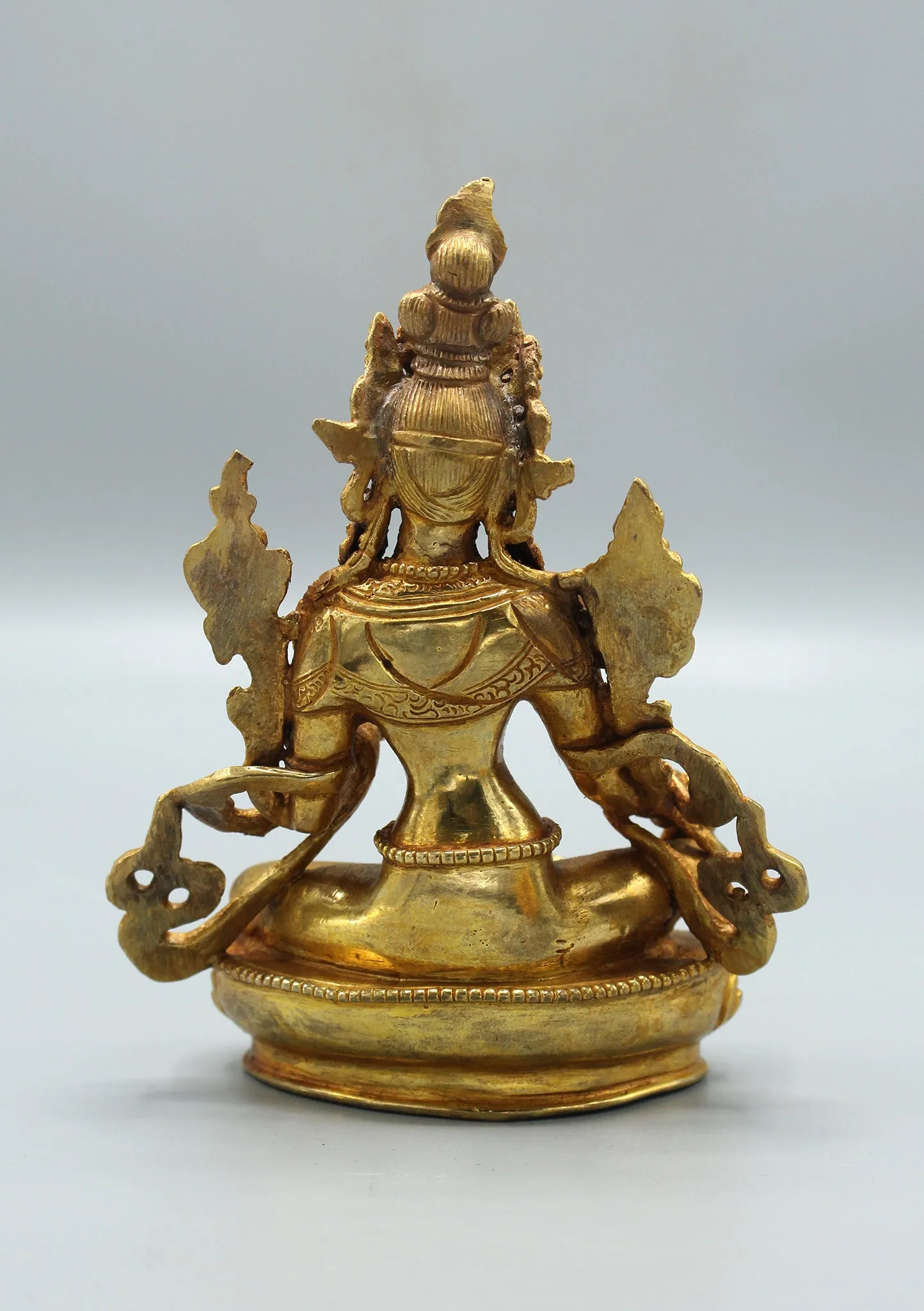 Elegant Gold Plated Green Tara Statue 5.5"