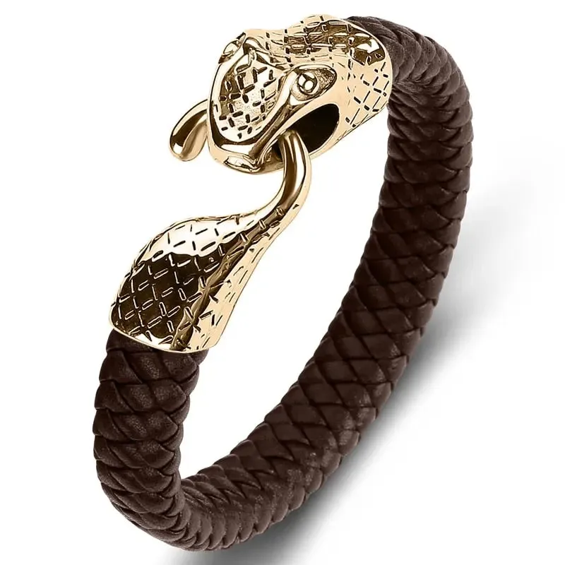 Elegant Snake Bracelet - Cross & Crown