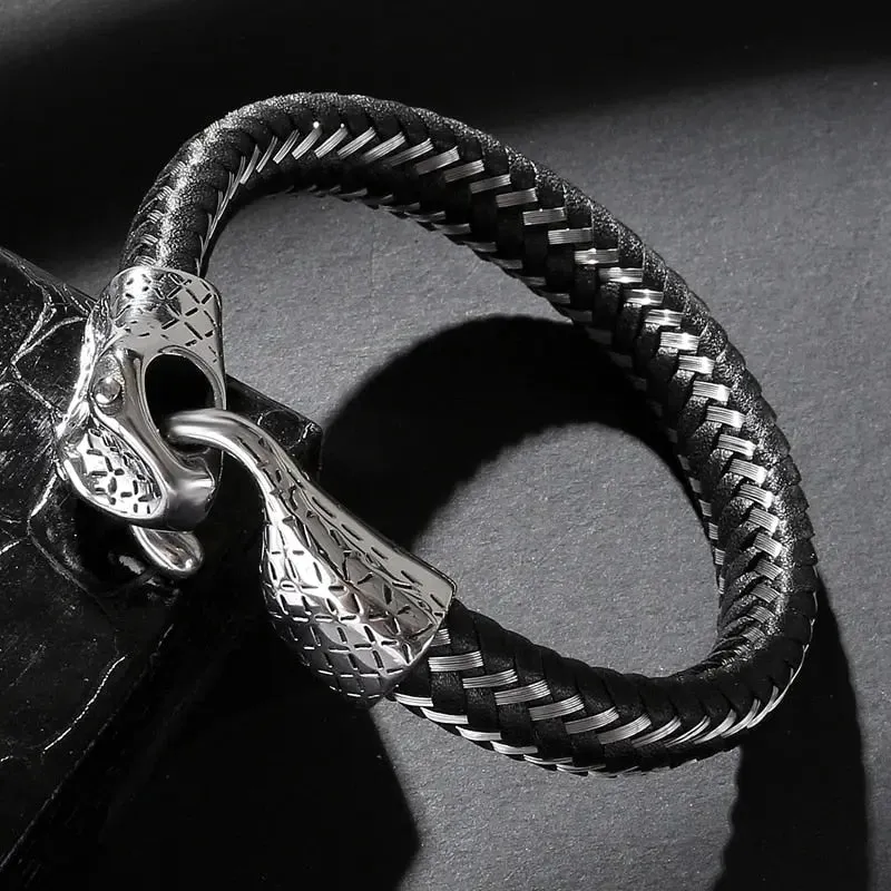 Elegant Snake Bracelet - Cross & Crown