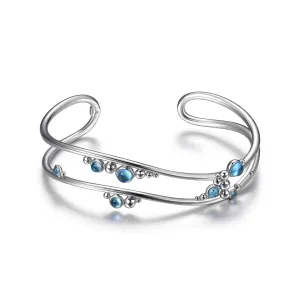 Elle - Sterling Silver Blue Topaz Cuff