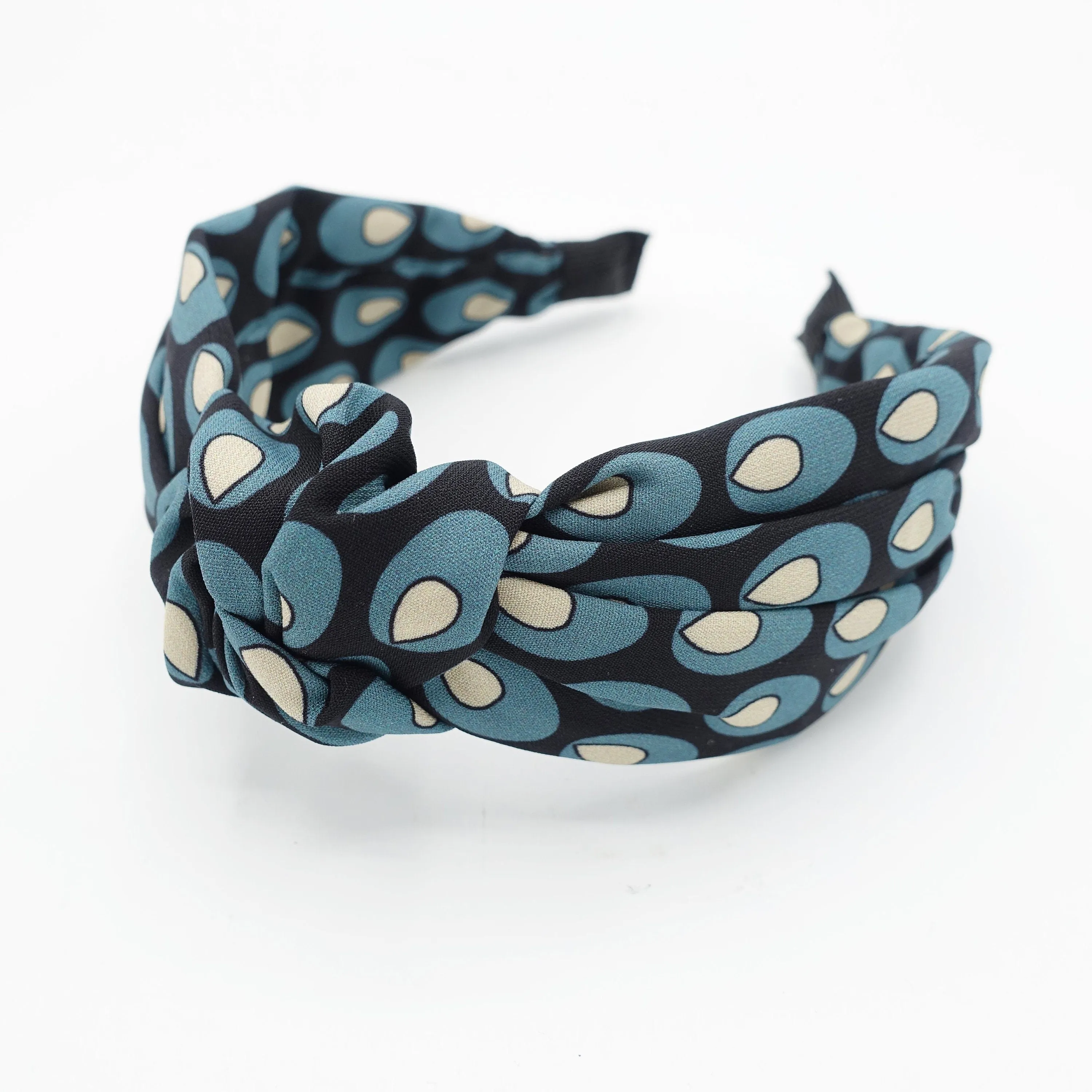 elliptical water drop print headband  knotted hairband women hair accessory