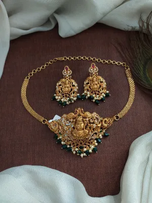 Embrace Auspicious Elegance With The Dual Peacock & Goddess Lakshmi Ji Choker Set