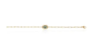 Emerald-Cut Bezel Stone Link Bracelet