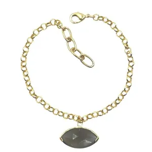 'Evil Eye' Bracelet on 18kt GF Chain: Grey  Moonstone (BCG708GM)