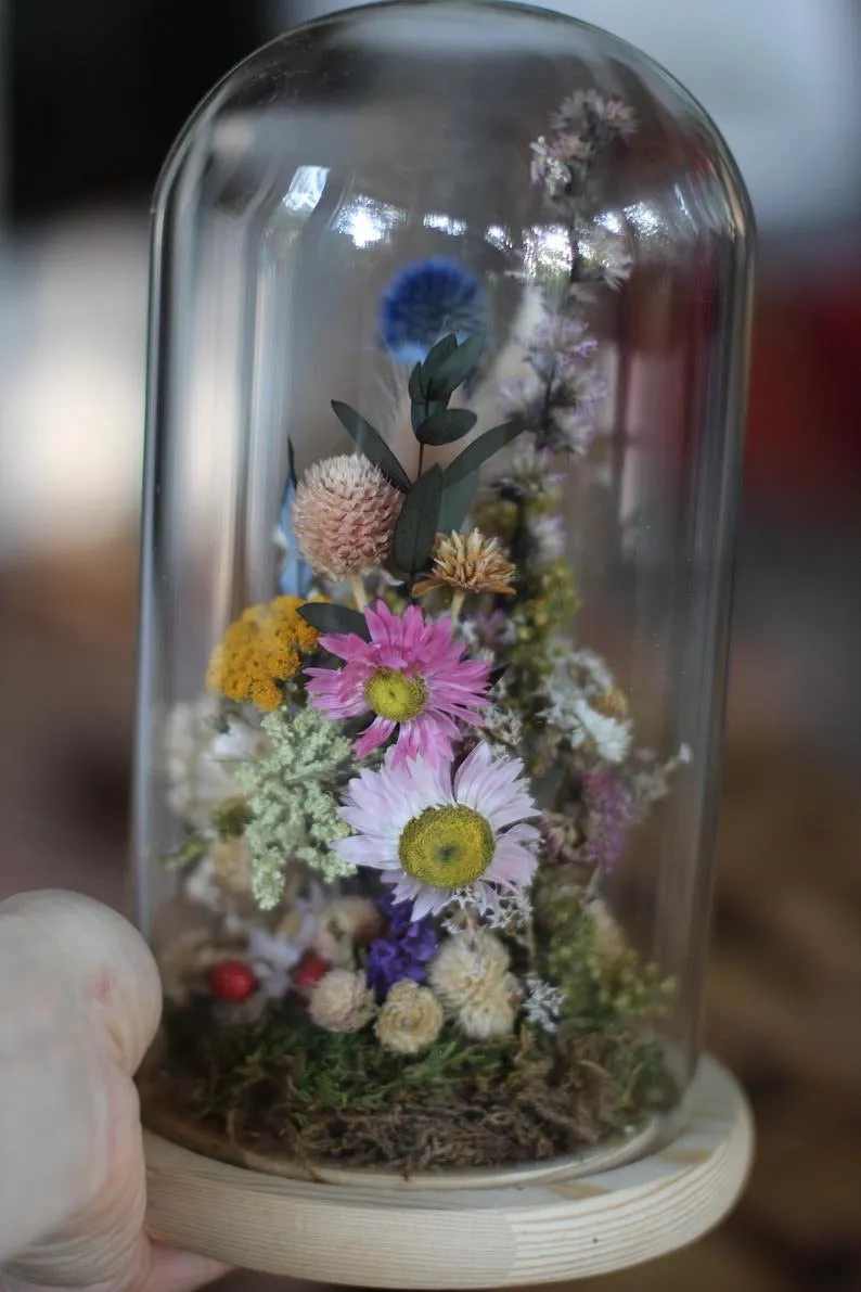 Extra Large Dried Flowers Glass Dome / Cloche