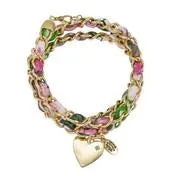 Fabric Chain Bracelet with Heart