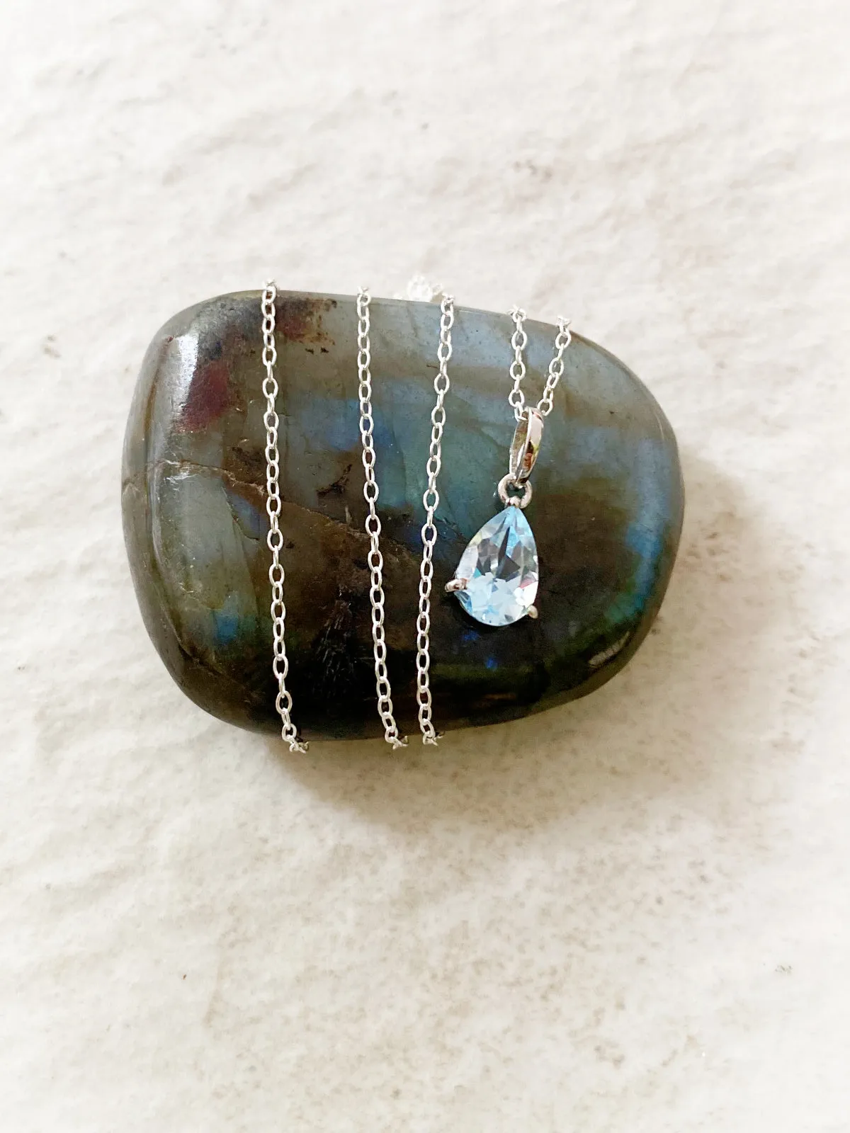 Faceted Gemstone Teardrop Necklace