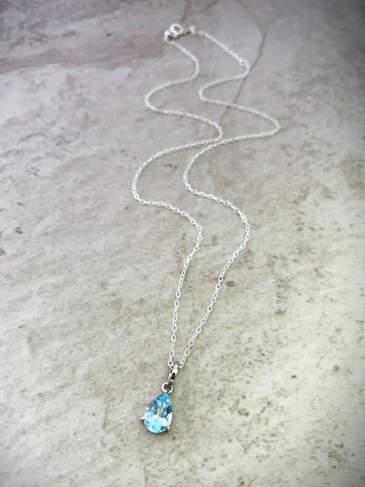 Faceted Gemstone Teardrop Necklace