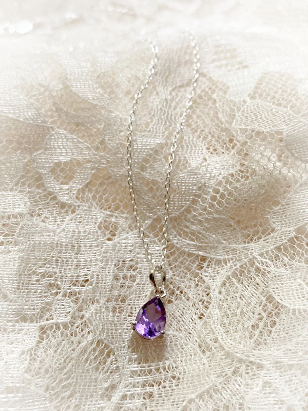 Faceted Gemstone Teardrop Necklace