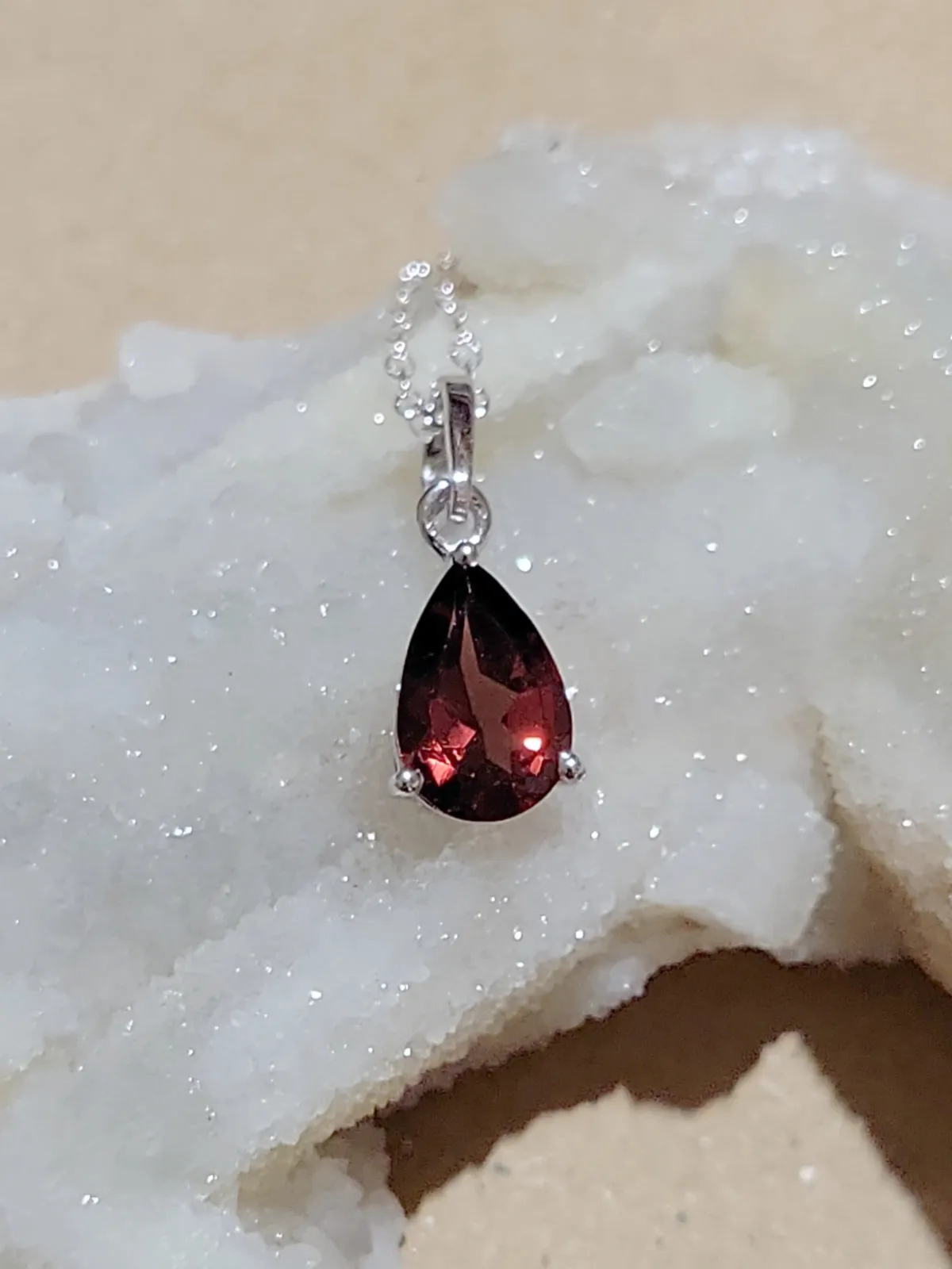 Faceted Gemstone Teardrop Necklace