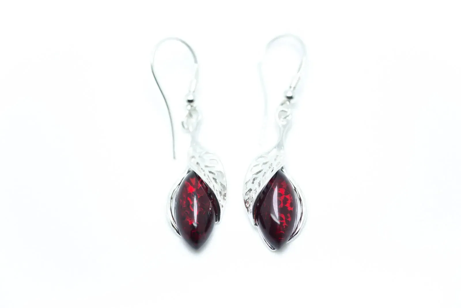 Fancy Top Cherry Red Dangle Earrings