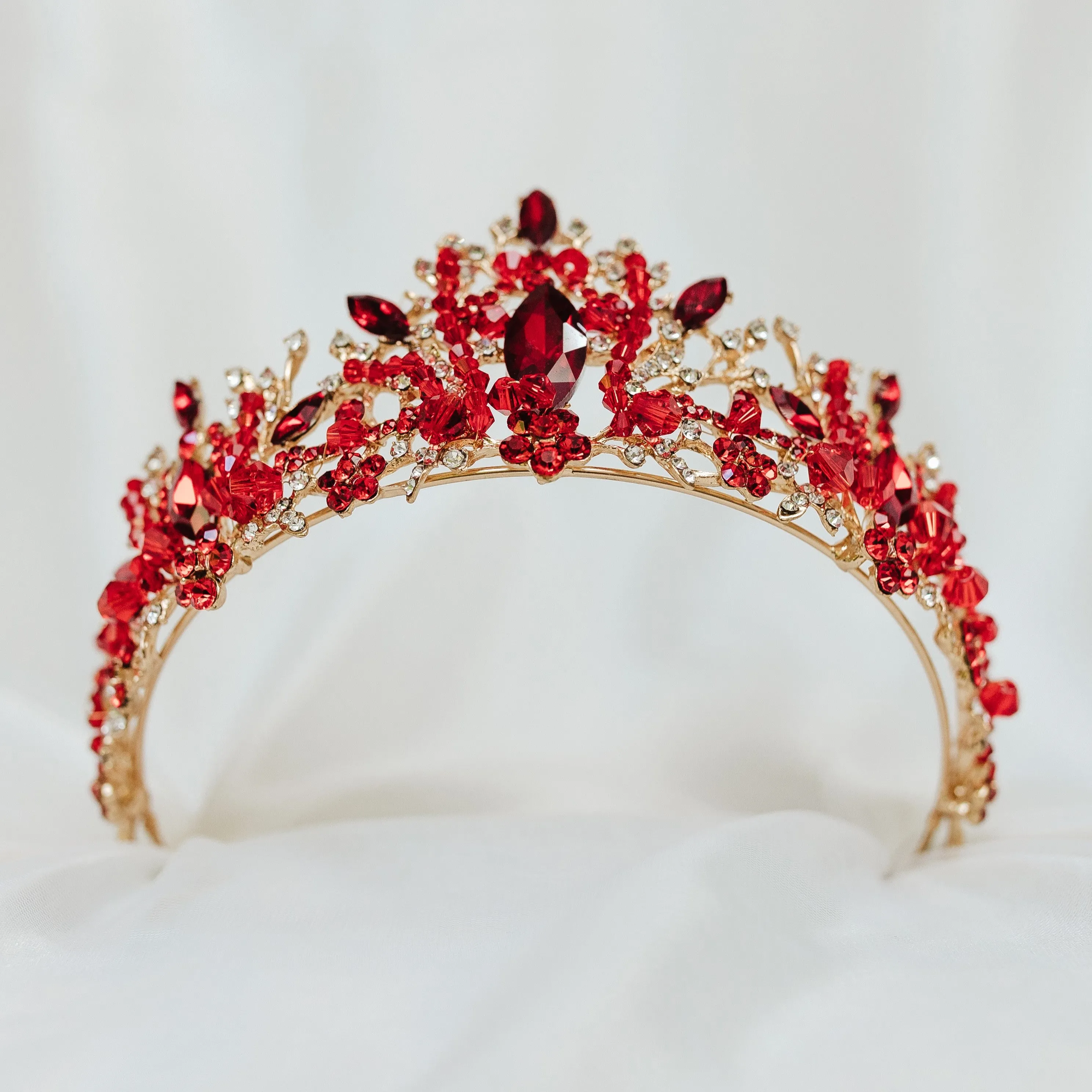 Felicity's Tiara in Red Crystals, Faux Ruby and Gold