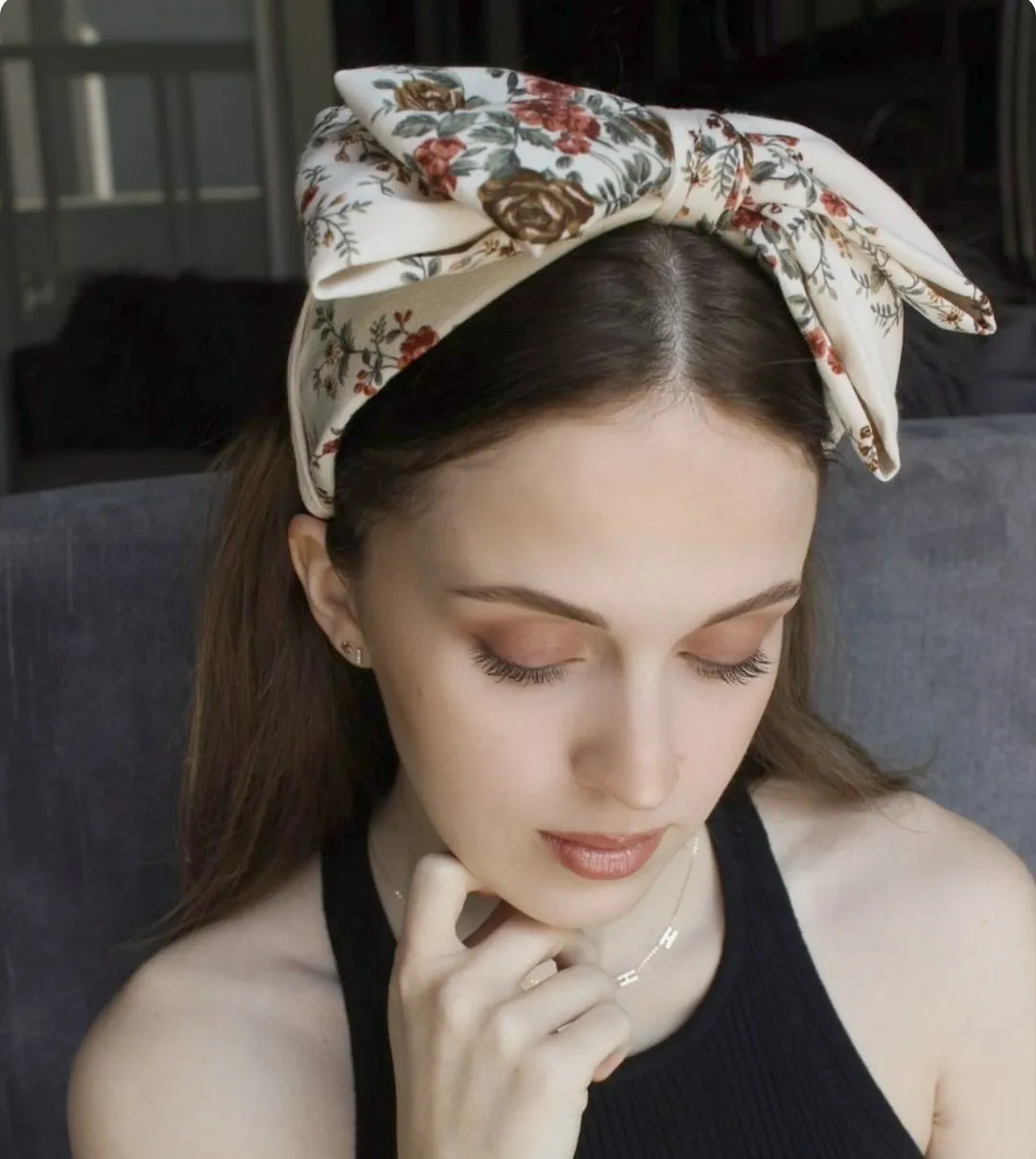 floral double layered bow headband big bow hairband hair accessory for women