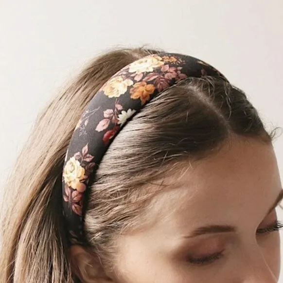 floral padded headband flower print hairband hair accessory for women