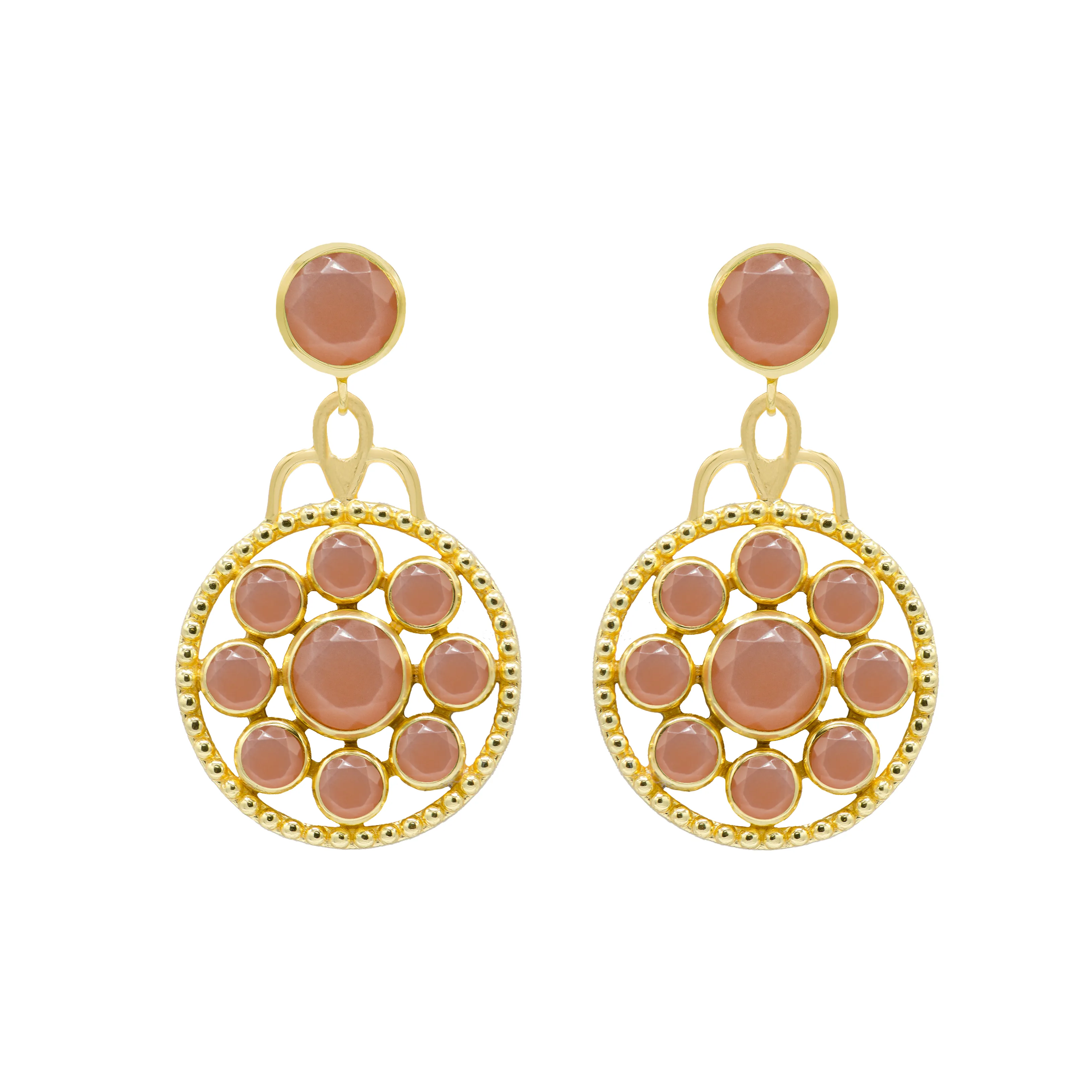 Florentina Medallion Stone Earrings