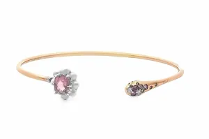 Flower Bracelet with Pink Multi Stones and Diamonds