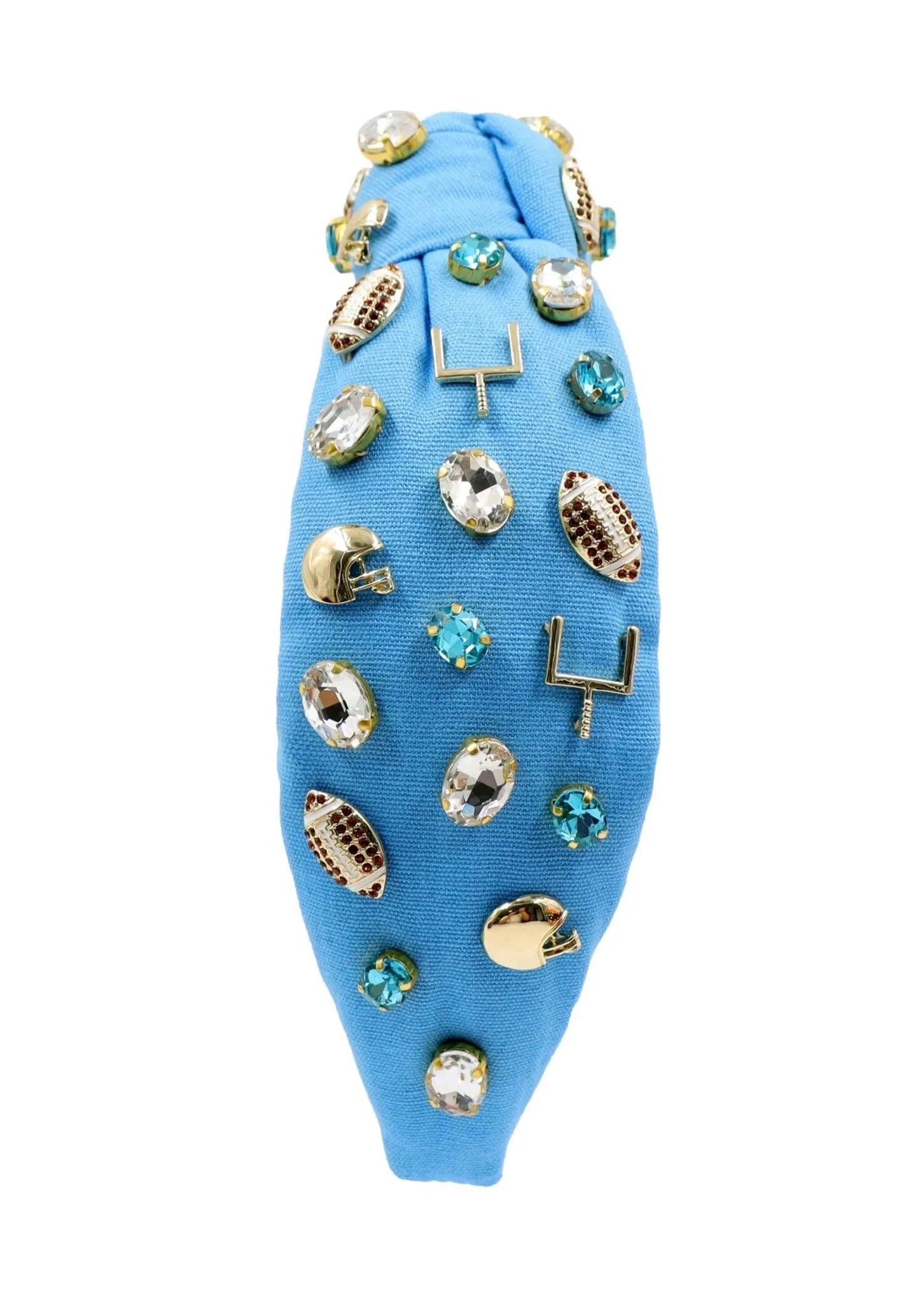 Football Jeweled Knot Headband (Light Blue)