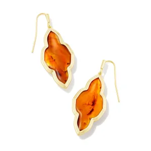 Framed Abbie Drop Earrings in Gold & Marbled Amber Illusion