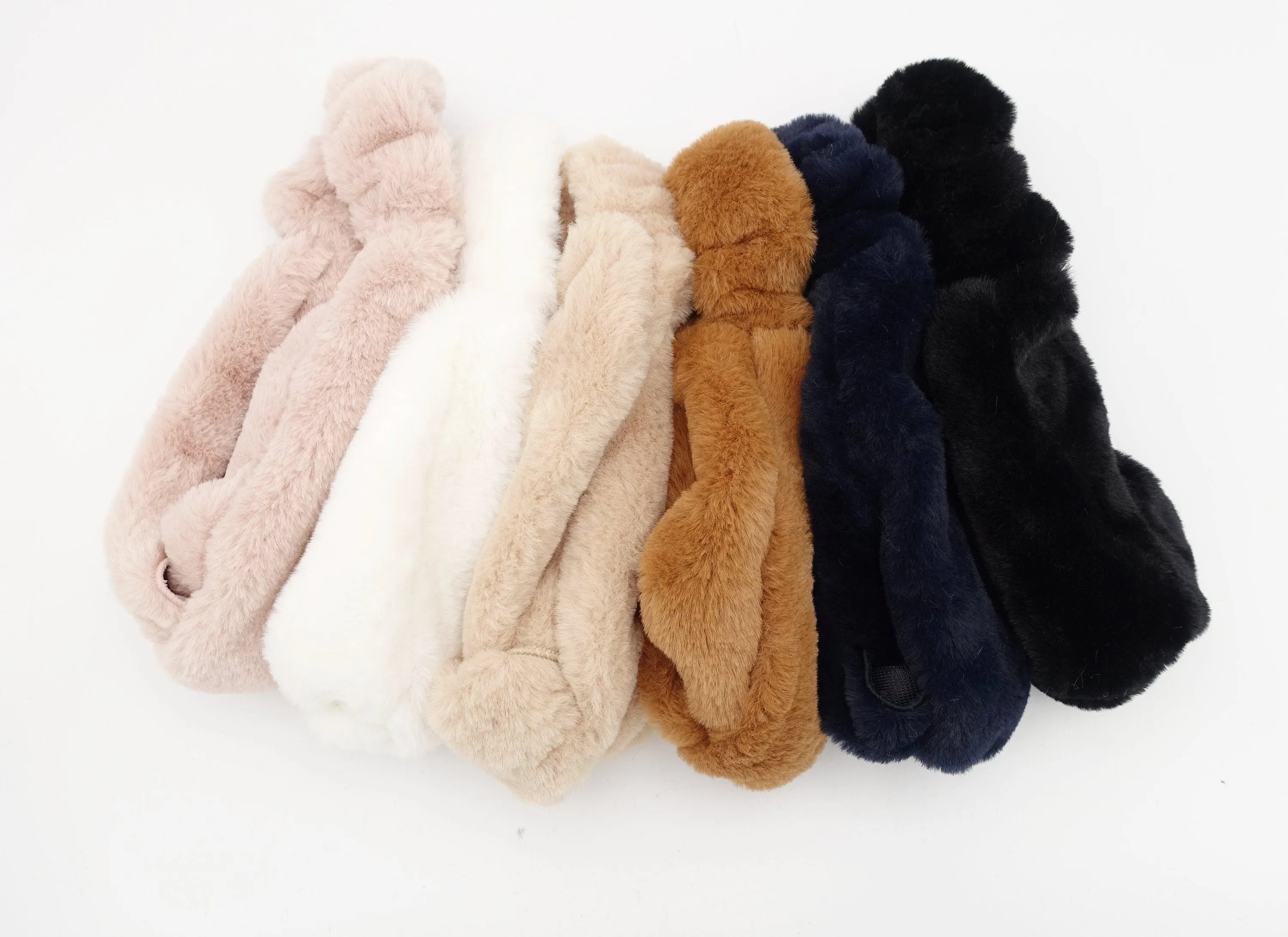 fur cross headband fabric hair hairband soft winter hair turban