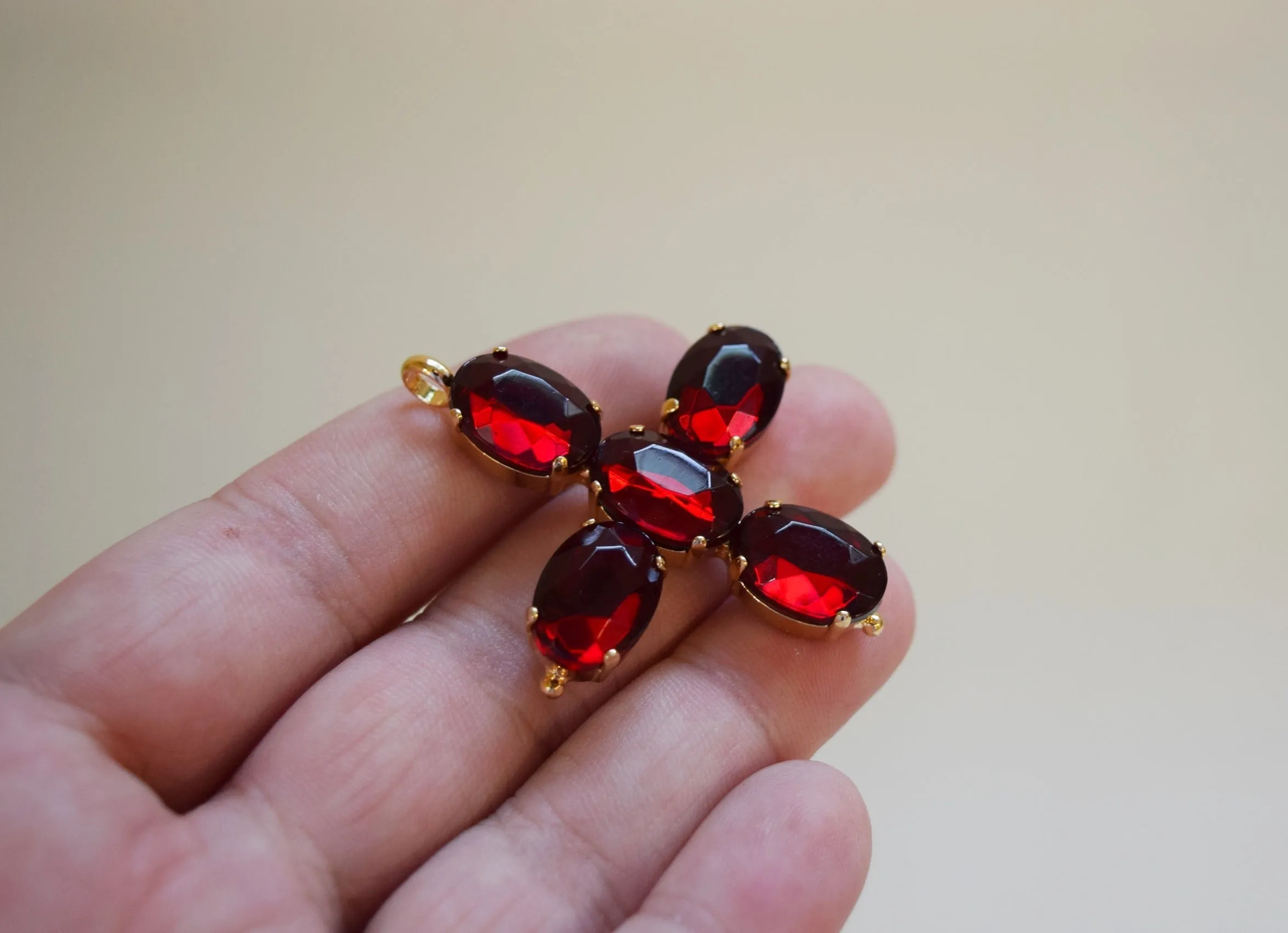 Garnet Crystal Large Cross Pendant