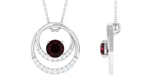 Garnet Double Circle Pendant Necklace