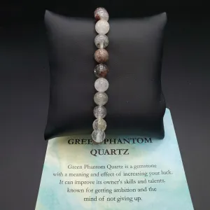 Gemstone Beaded Stretch Bracelet Moonstone Green Phantom