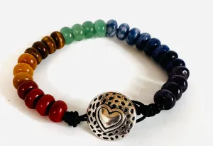 Genuine Gemstone Chakra Bracelet, Chakra Leather Bracelets