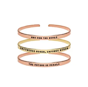 Girl Power Cuff Bracelets Stack