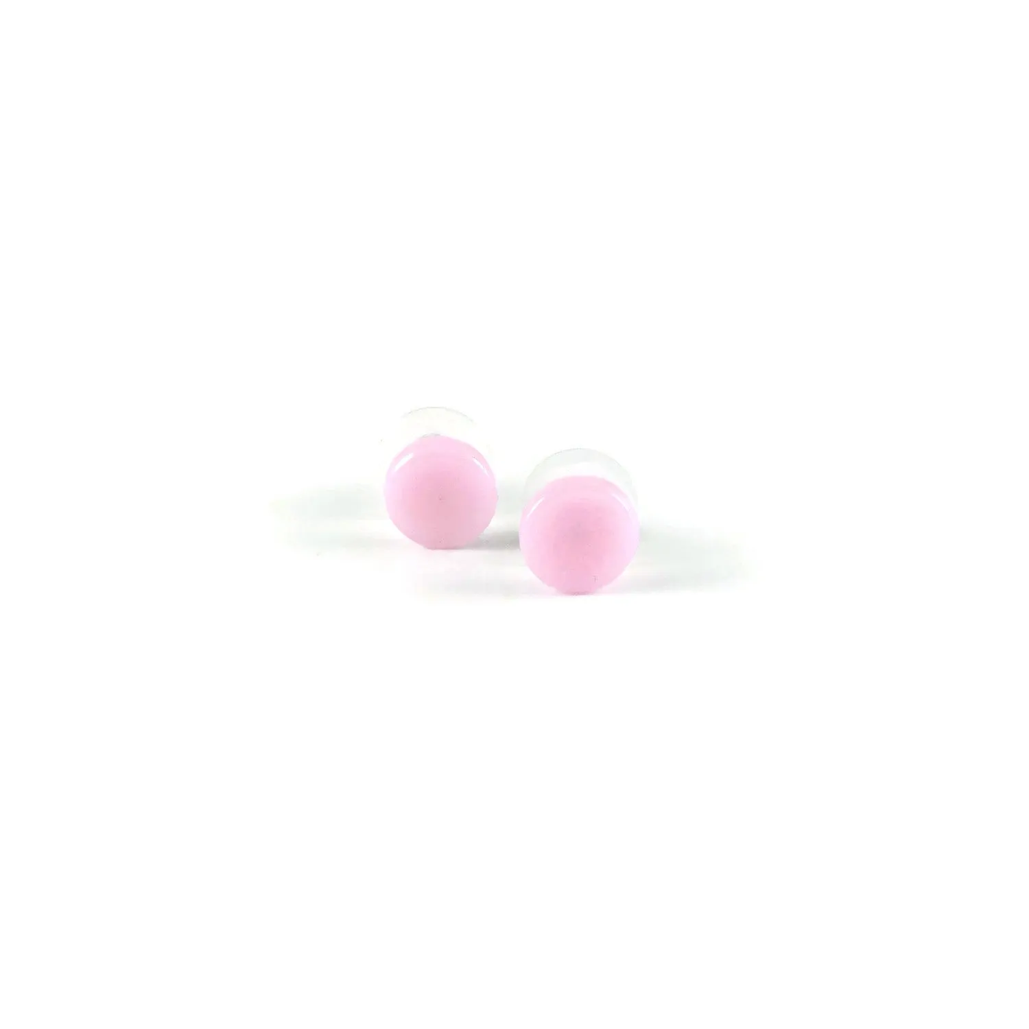 Glass Circle Studs - Pink