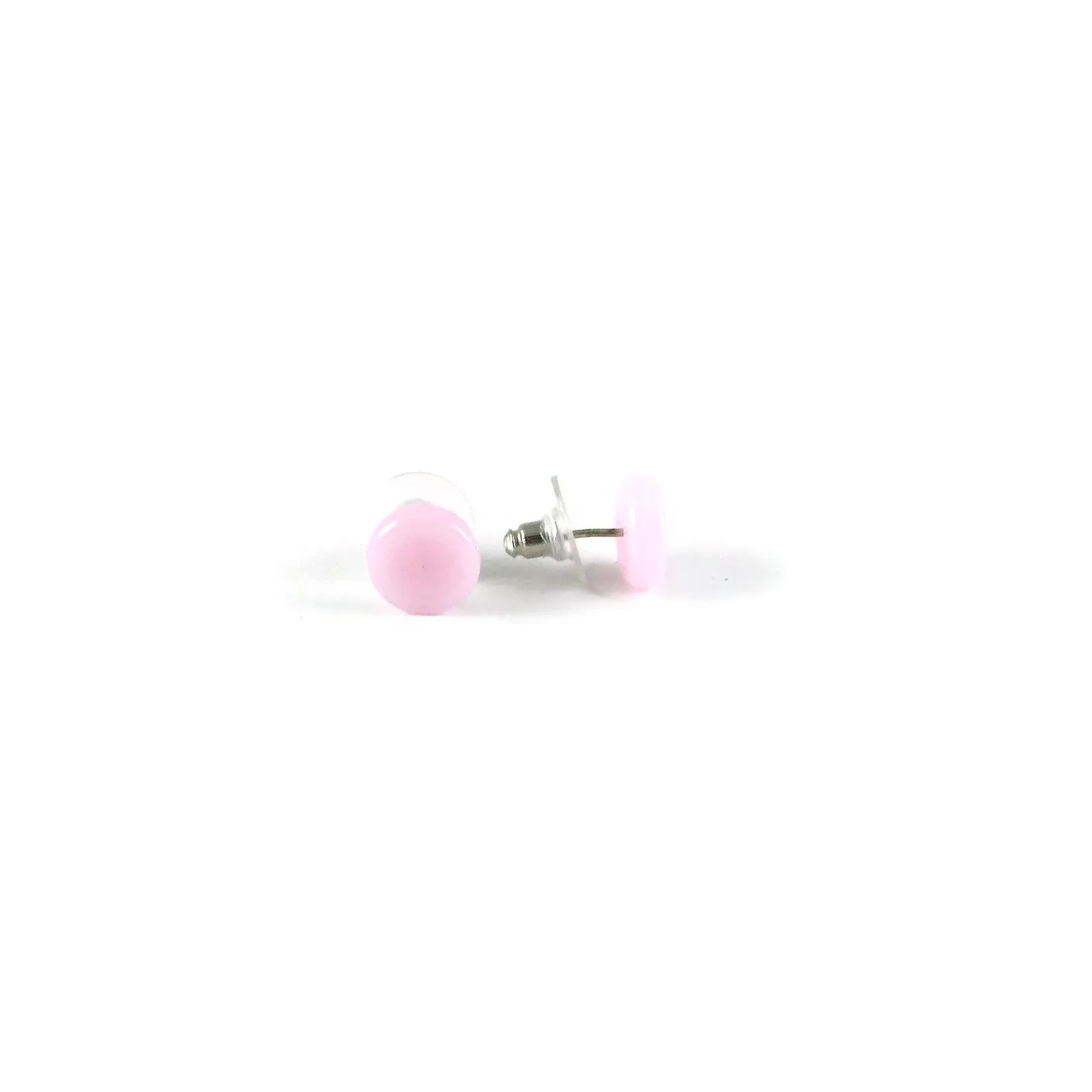 Glass Circle Studs - Pink