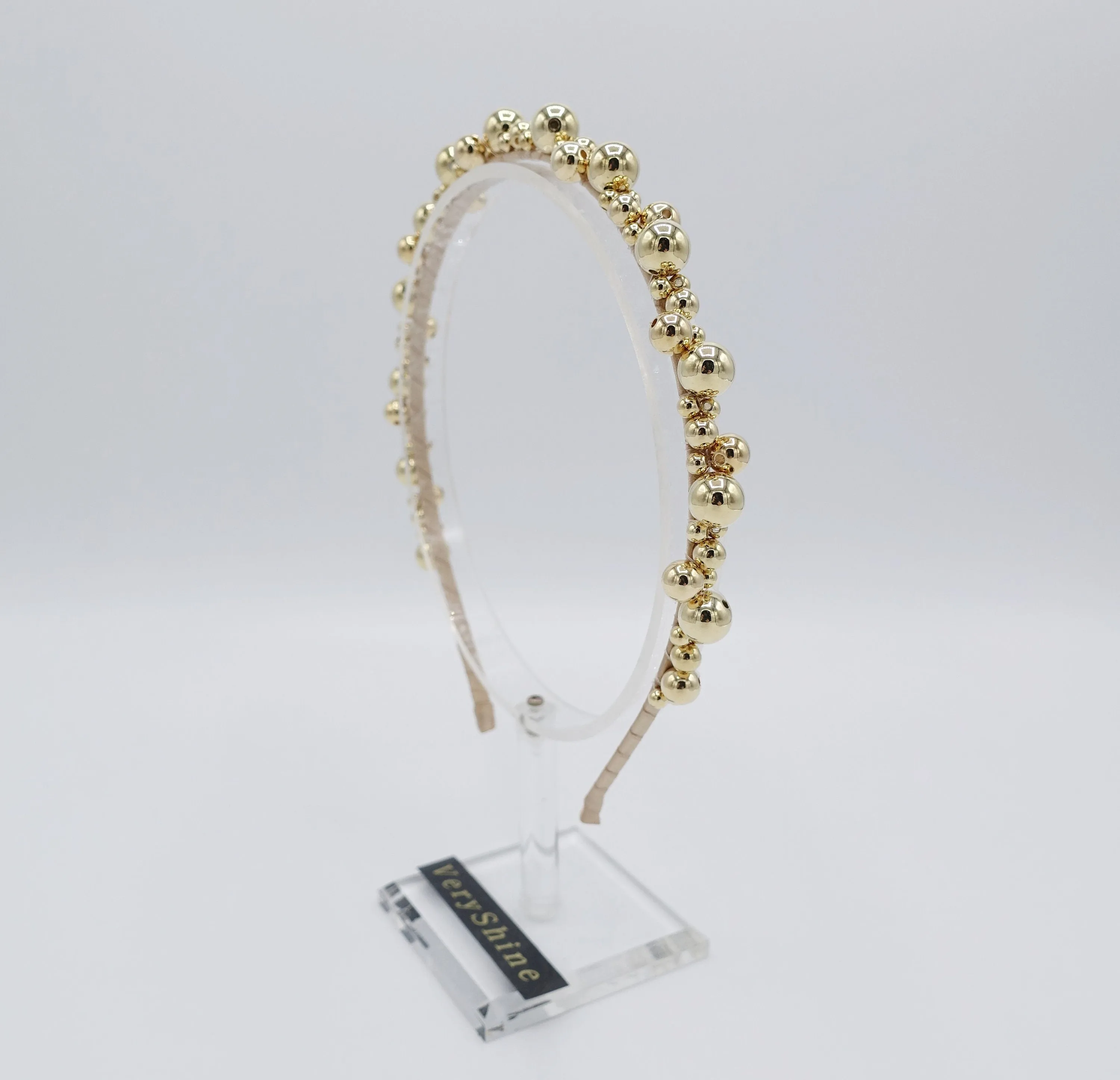 glossy metal ball headband for women