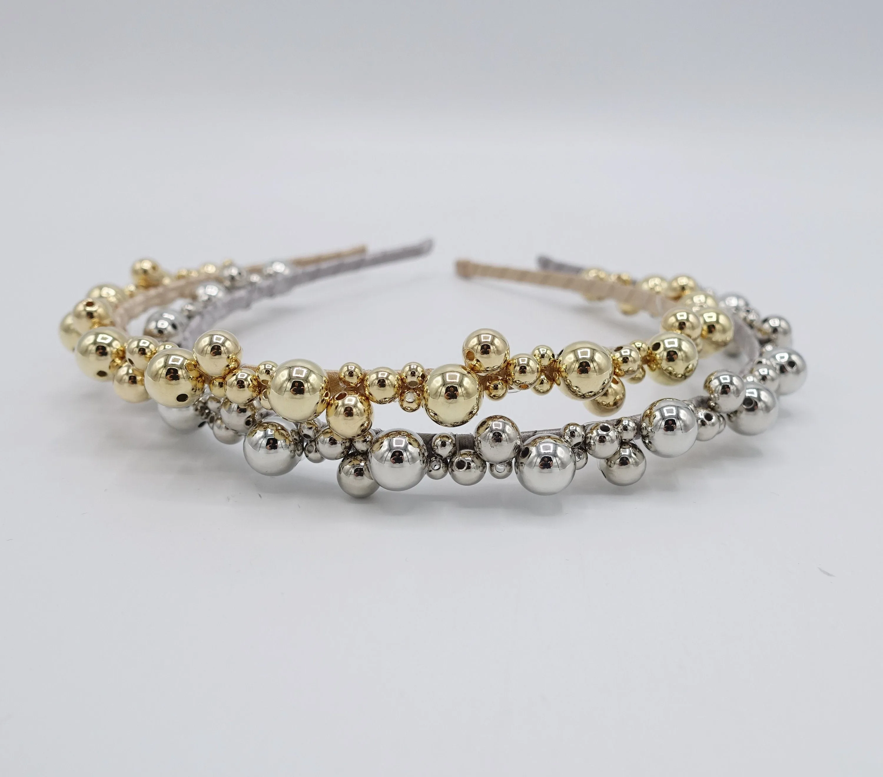 glossy metal ball headband for women