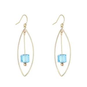 Gold Filled Aquamarine Crystal Oval Chandelier Earrings