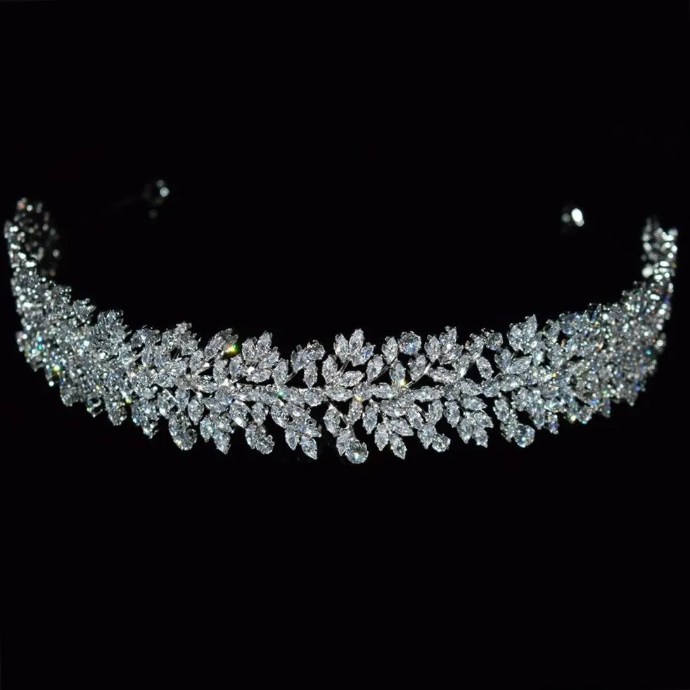 Gorgeous Diamond Like Cubic Zirconia Crystal Bridal Tiara Headband