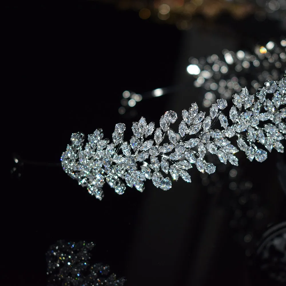 Gorgeous Diamond Like Cubic Zirconia Crystal Bridal Tiara Headband