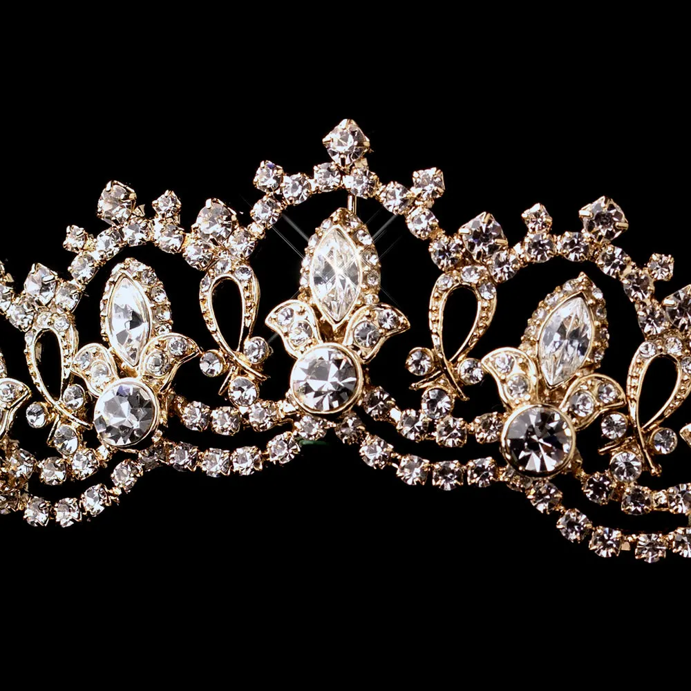 Gorgeous Royal Antique Inspired Silver or Lt Gold Crystal Bridal Tiara