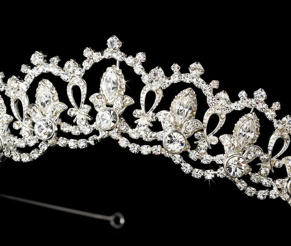 Gorgeous Royal Antique Inspired Silver or Lt Gold Crystal Bridal Tiara