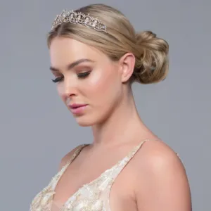 Gorgeous Royal Antique Inspired Silver or Lt Gold Crystal Bridal Tiara