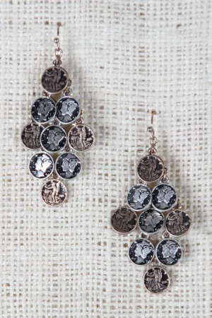 Greek Coin Chandelier Earrings