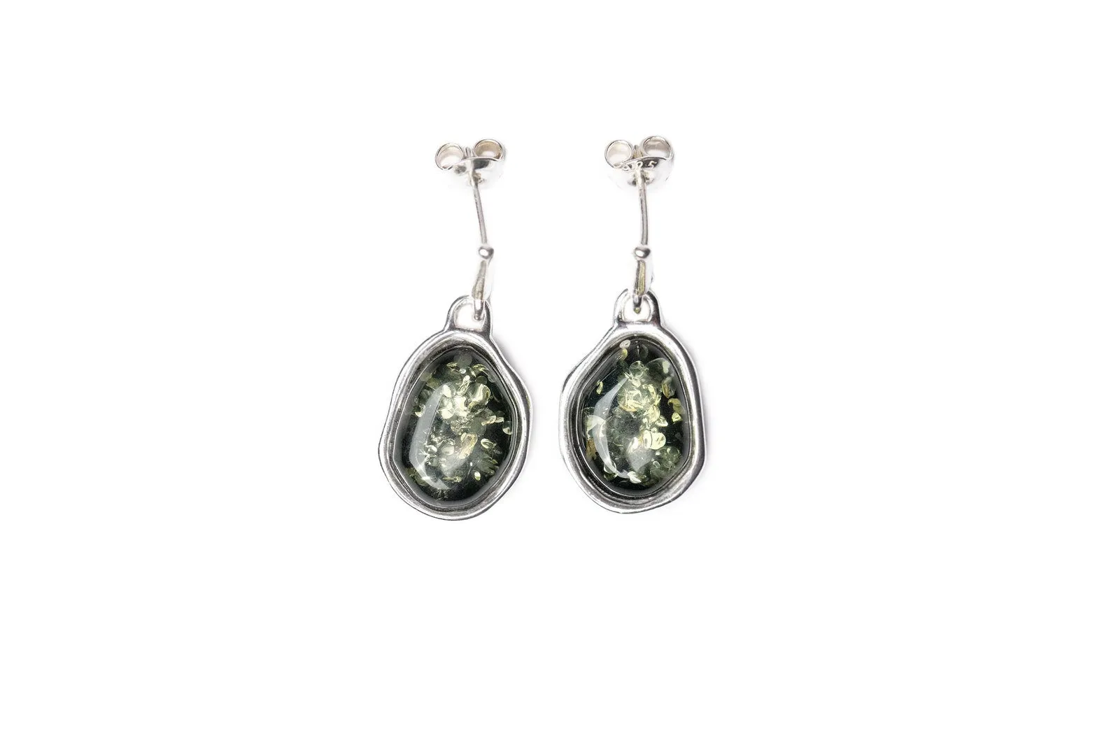 Green Amber ELEMENTS Drop Earrings