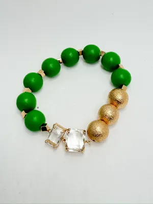 Green & Gold Beaded Bracelet