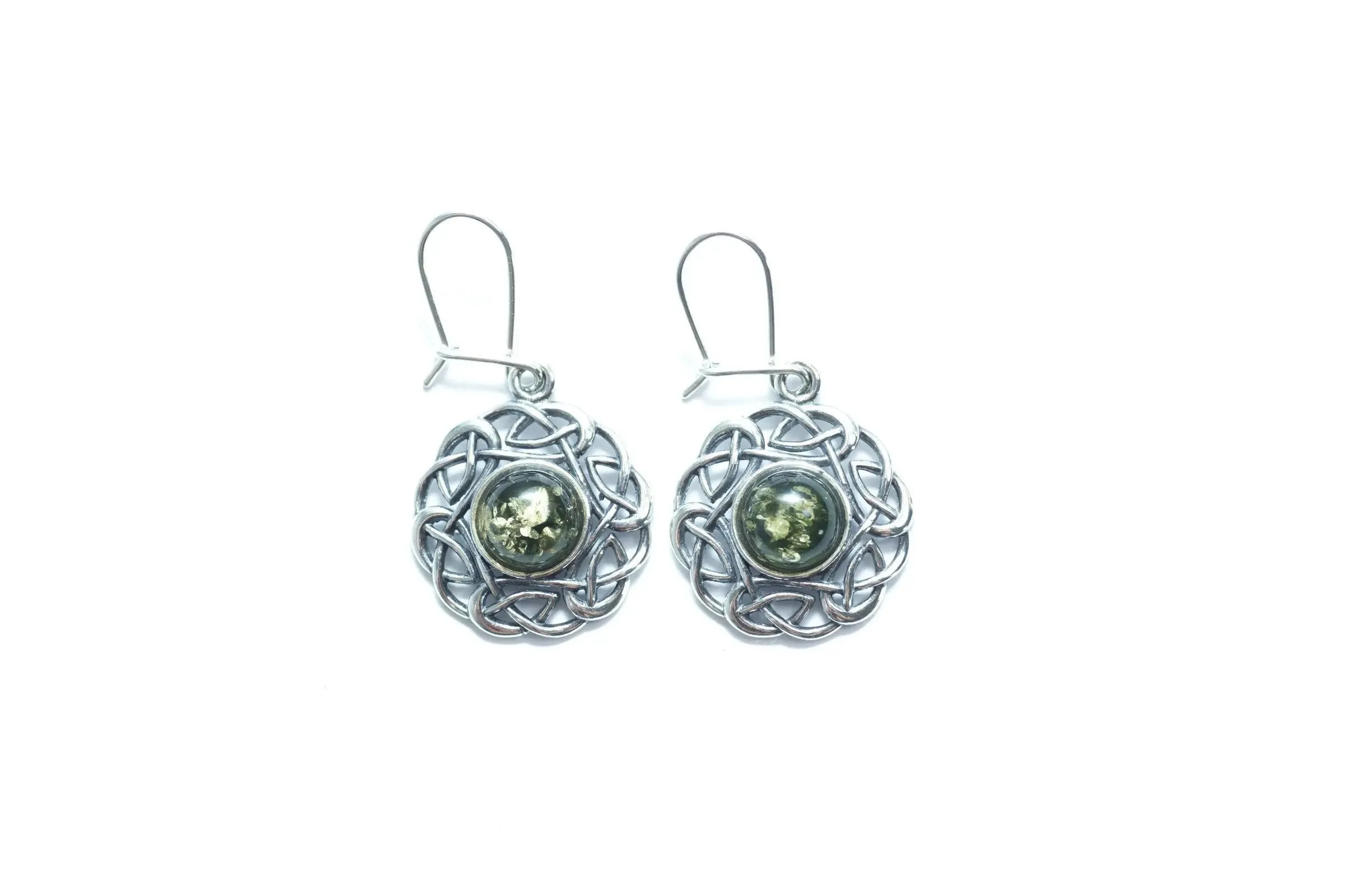 Green Celtic Pattern Earrings