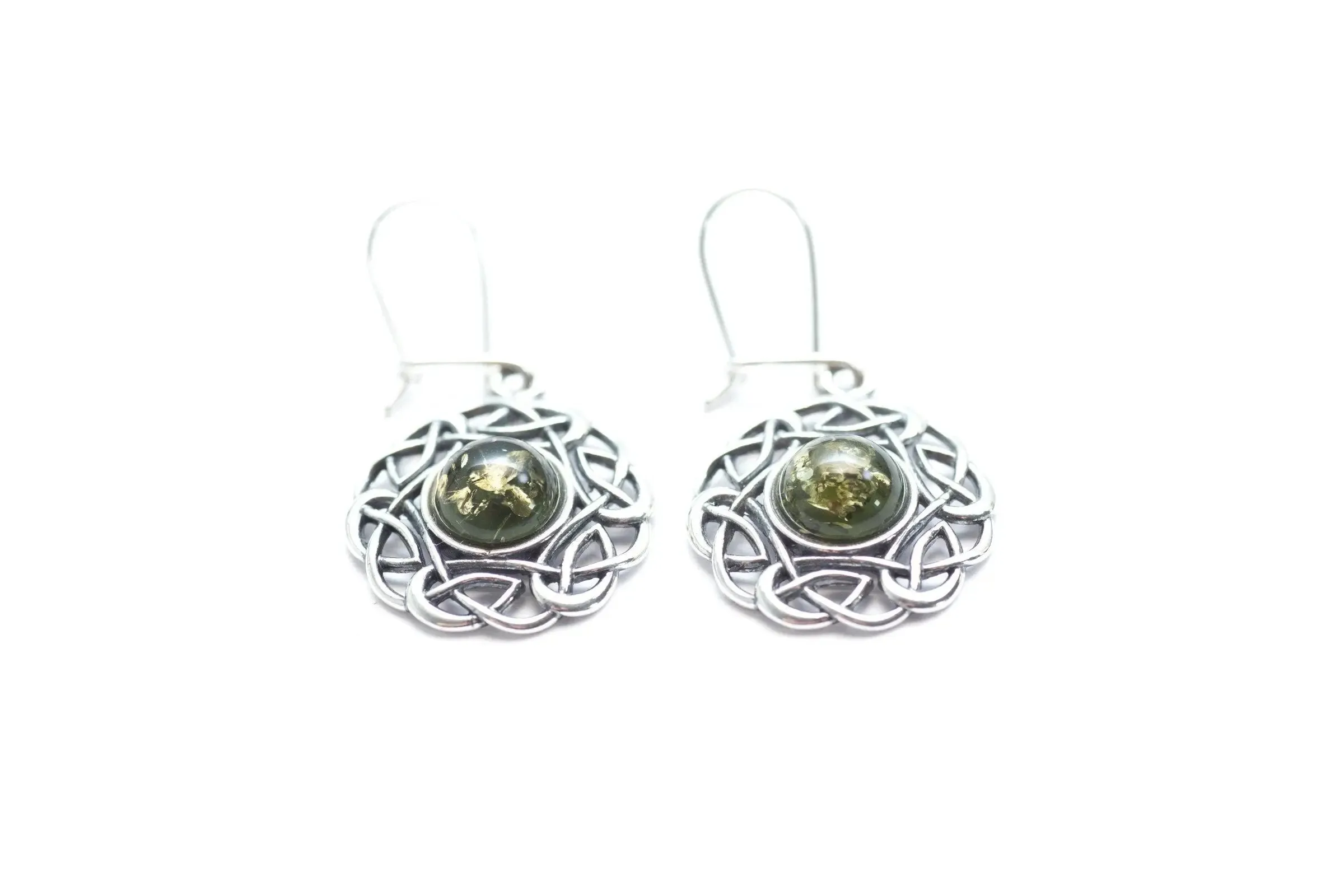 Green Celtic Pattern Earrings