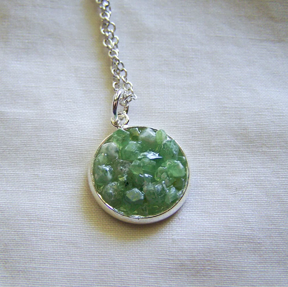 Green Demantoid Garnet Gemstone Crystal Pendant